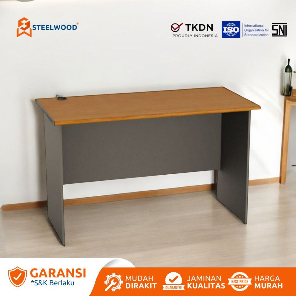 STEELWOOD || MEJA KANTOR 1/2 BIRO TANPA LACI/MEJA KERJA/MEJA KAYU/MEJA MULTIFUNGSI