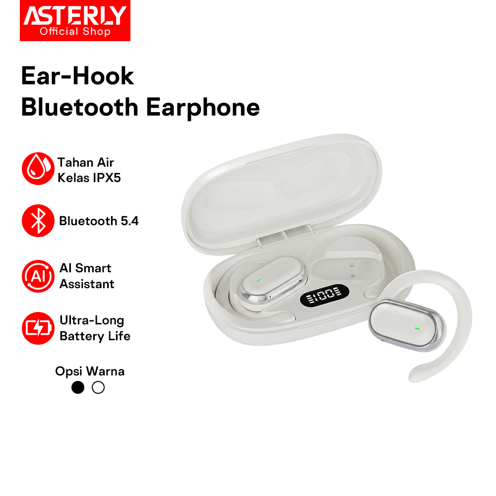 X96 Earphone Bluetooth 5.4 Bone Conduction TWS  Nirkabel Ear Hook untuk Olahraga Lari  Baterai Tahan