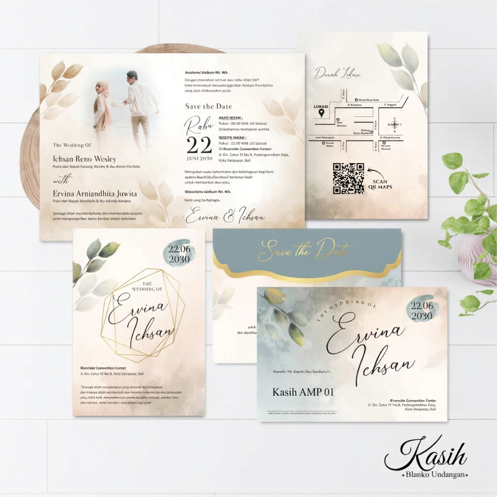 Cetak Undangan Pernikahan Amplop Elegan Asthetic Kasih Amp Color