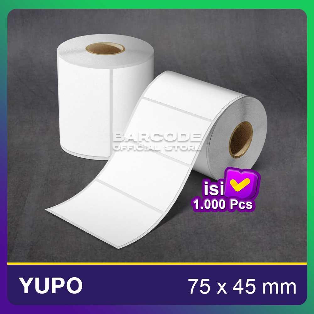 Codeshop Label Barcode Yupo 75 x 45 mm 1 Line Stiker Produk Anti Sobek Tahan Air Isi 1000 Pcs
