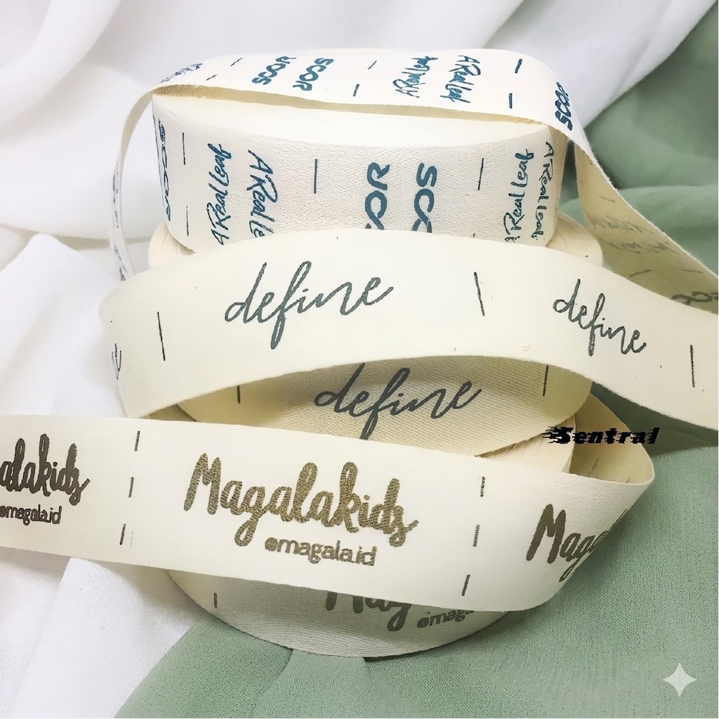 1000 pcs Label Baju Katun Premium - Tahan Luntur, Desain Custom, Sablon Satu Sisi