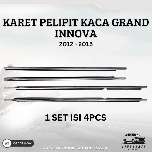 KARET PELIPIT KACA LUAR TOYOTA GRAND INNOVA 2012–2015 1 SET (4PCS)