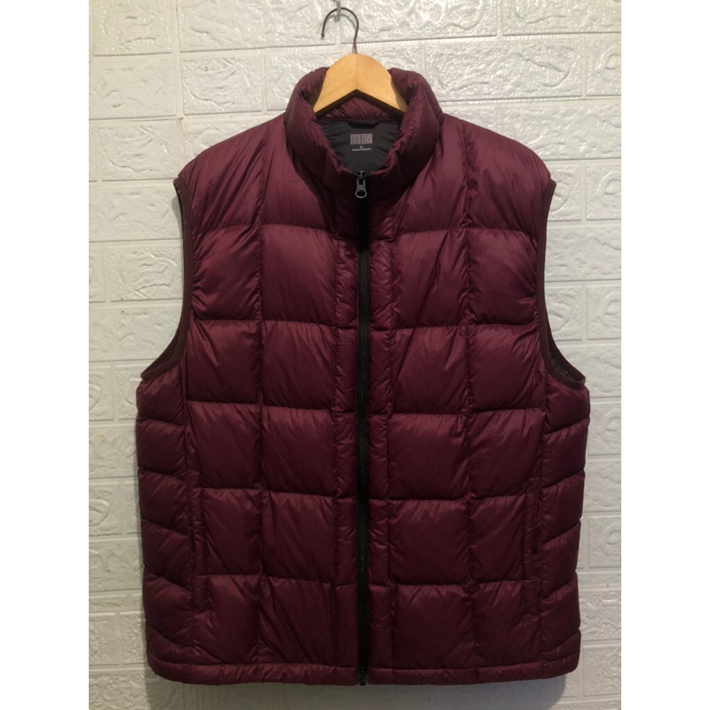UNIQLO Ultralight Down Vest long neck jaket merah maroon XL