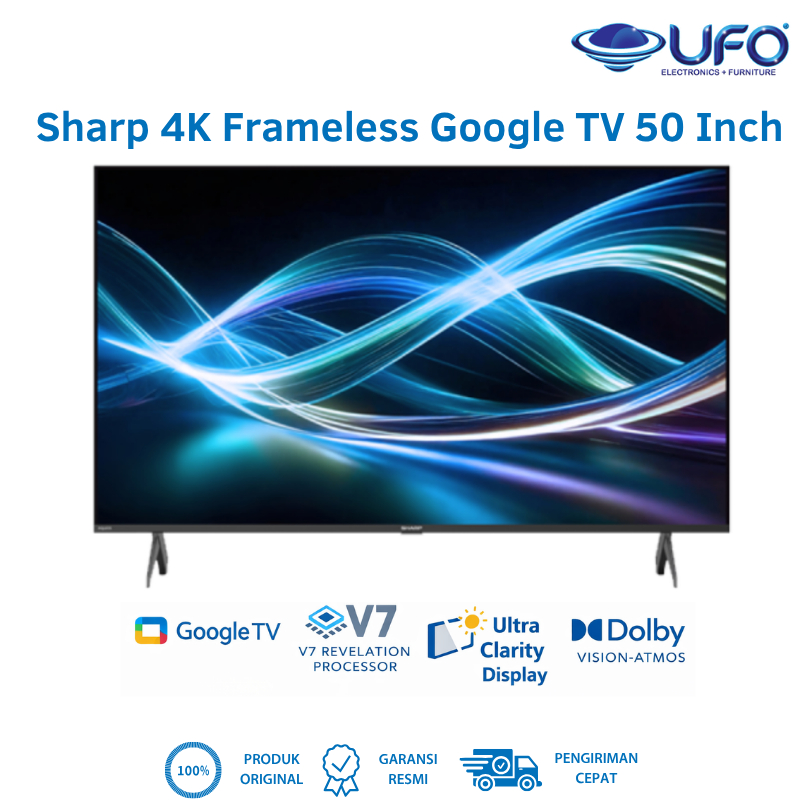 Sharp 50 Inch Frameless Smart Google TV 4K UHD 4TC50HJ6000I
