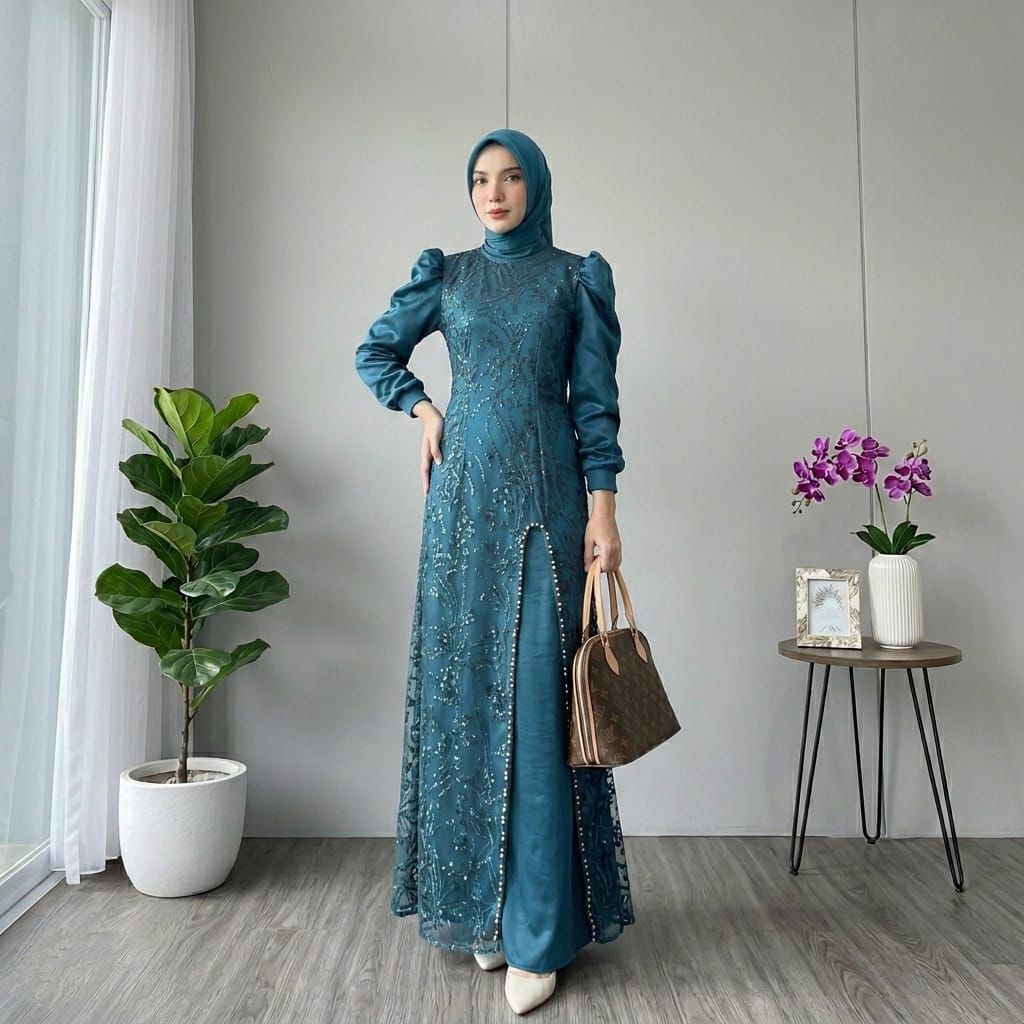 Dress Kondangan Wanita Satin Premium - Model Rok Duyung, Elegan & Nyaman Dipakai naura dewasa