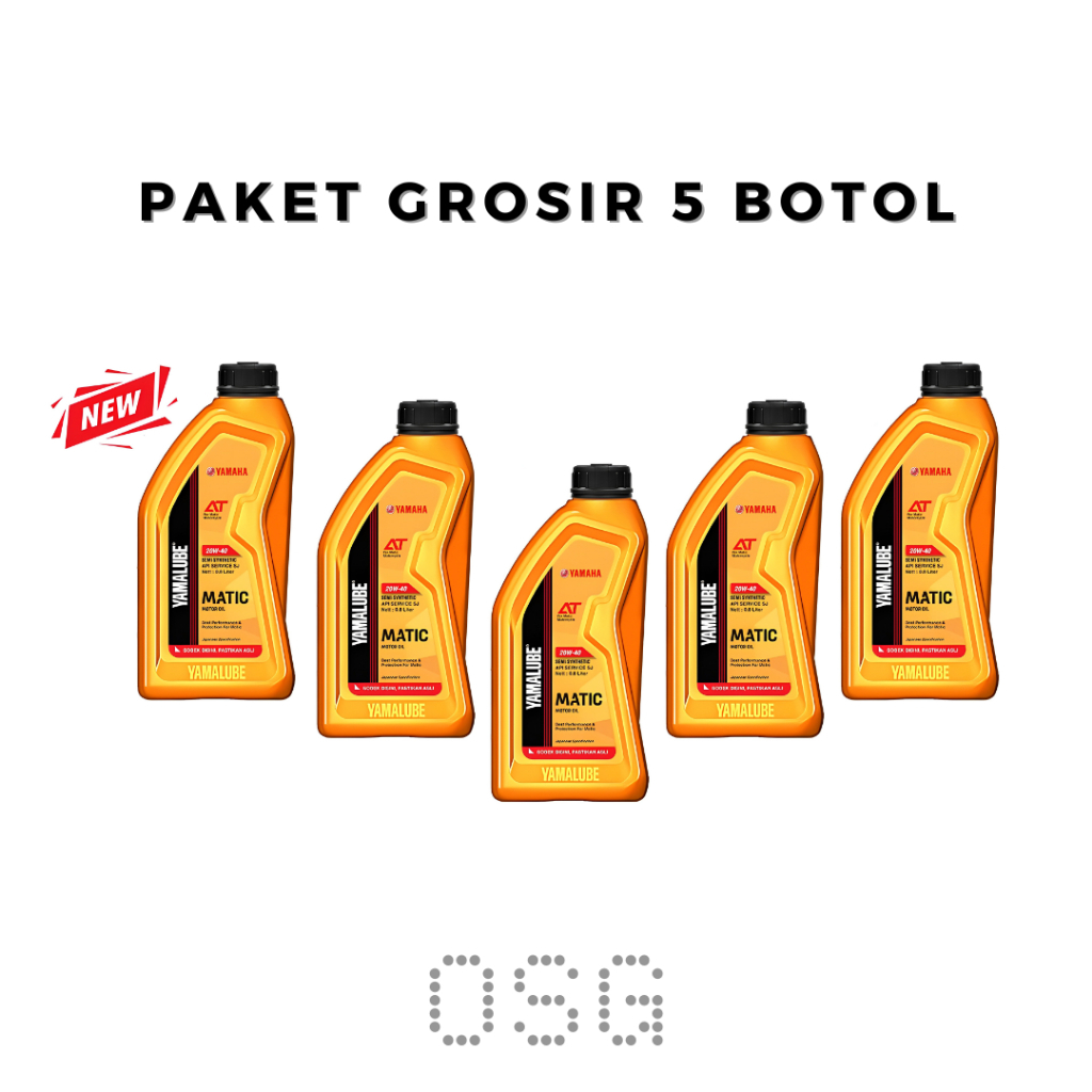Paket Grosir 5 Botol Oli Mesin Yamalube Matic SJ 20W-40 JASO MB 800ml