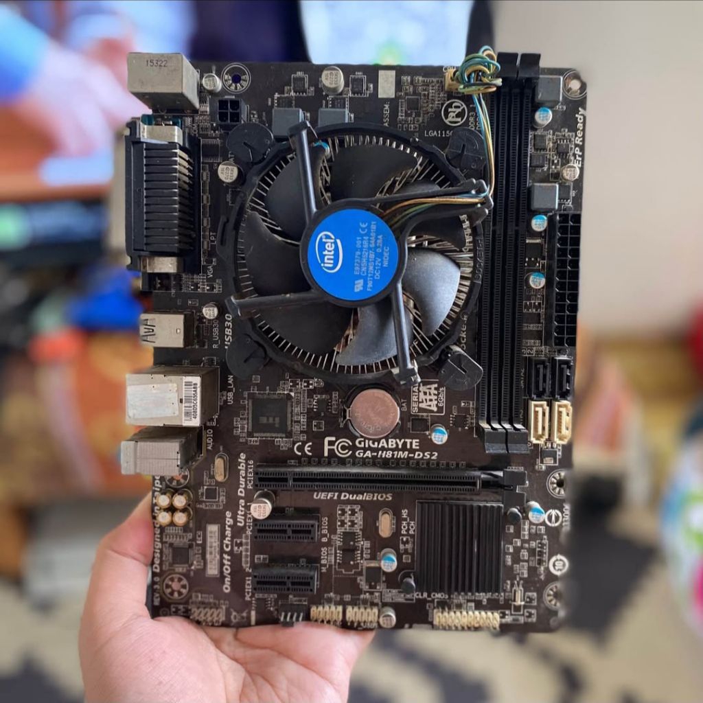Motherboard h81 gigabyte h81m-ds2 1150 processor i3-4150 paketan bundling