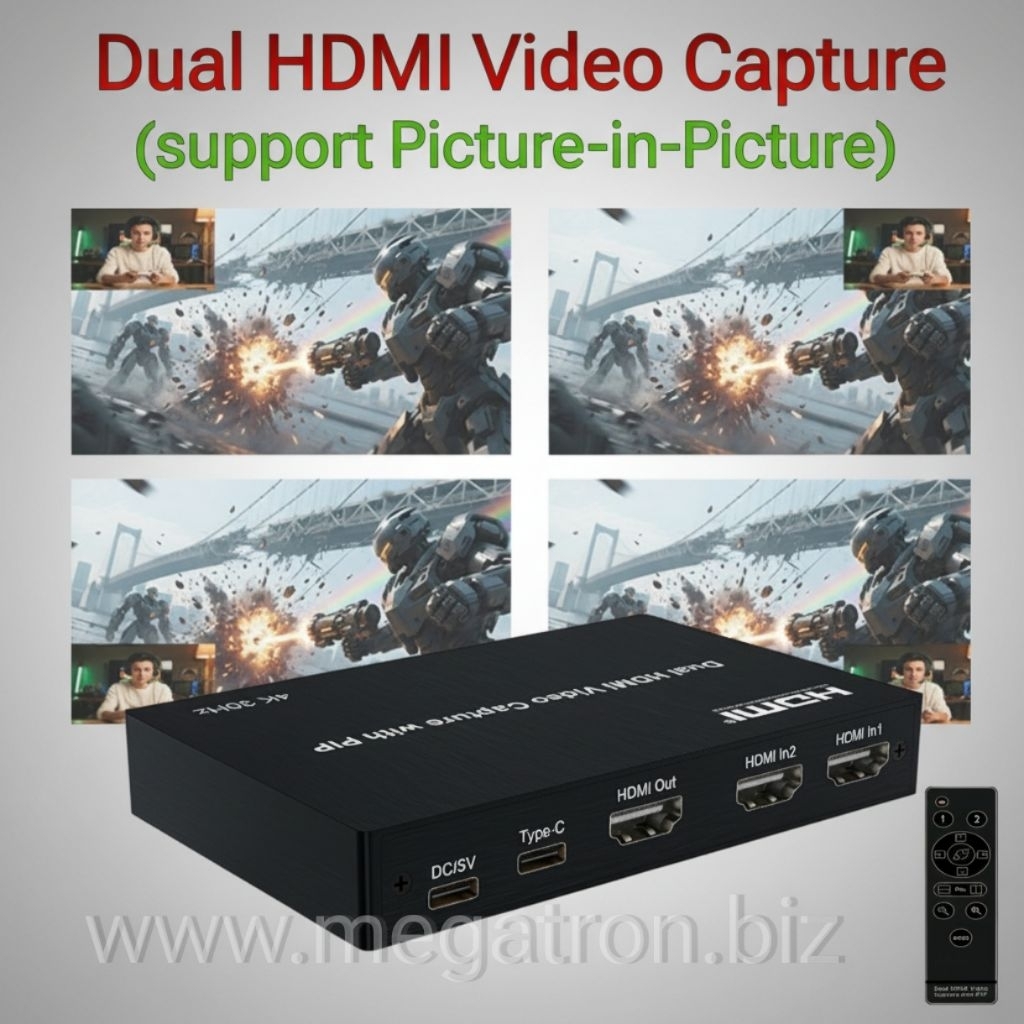 Live Streaming Video Switcher + Capture (2 x HDMI input) - Support PIP/Split-screen