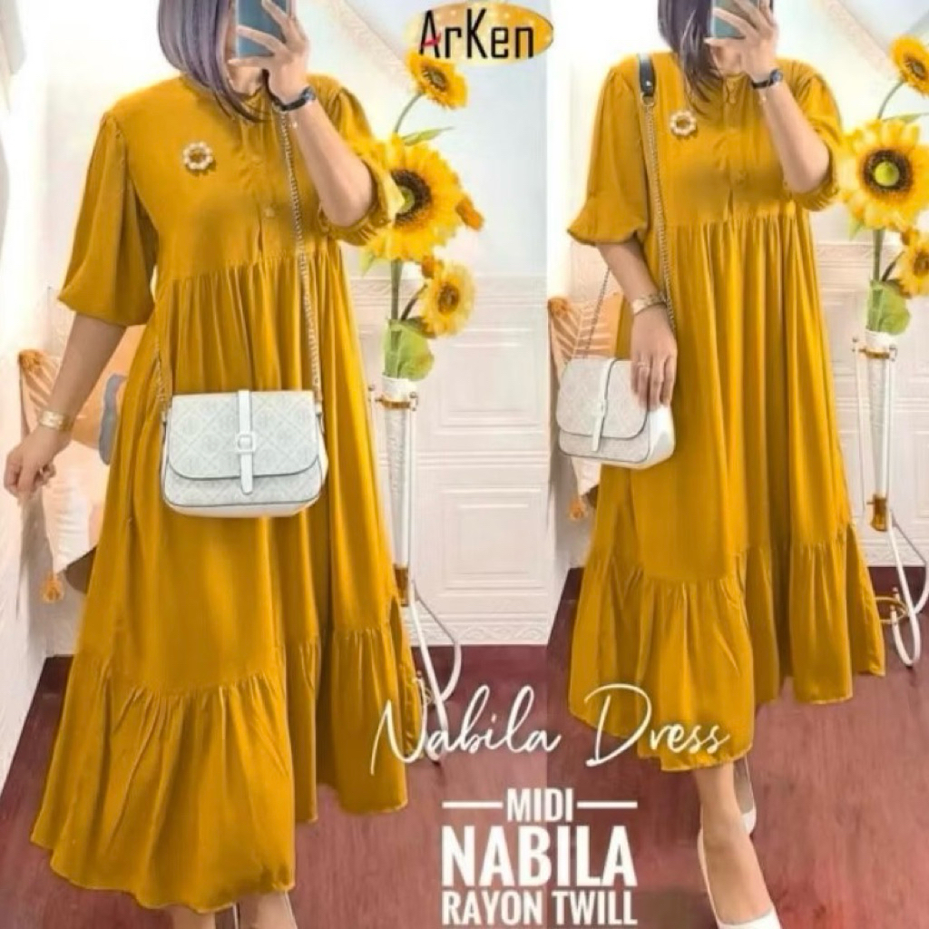Dress Nabila/Dress Wanita/Dress Bumil/Dress Busui/Dress Bahan Rayon Adem
