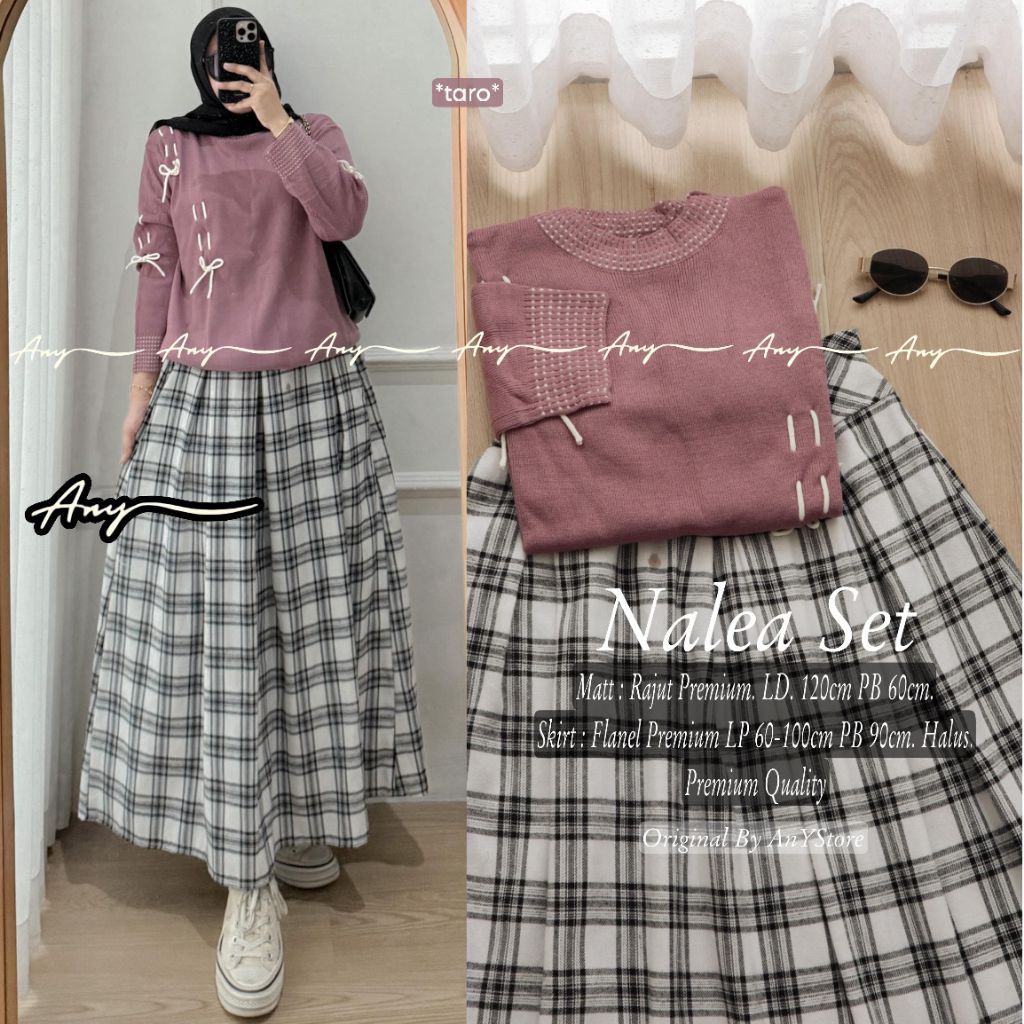 Afani Madeline Iza Amanda Melvin Elisya Arleen Raven Nalea Set setelan atasan rajut premium dan rok 