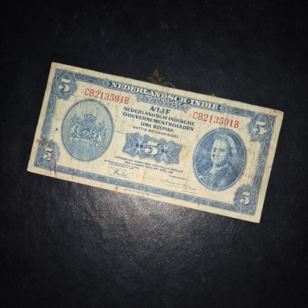 Uang Kuno Seri NICA Pecahan 5 Gulden (Rupiah) dengan Suffik