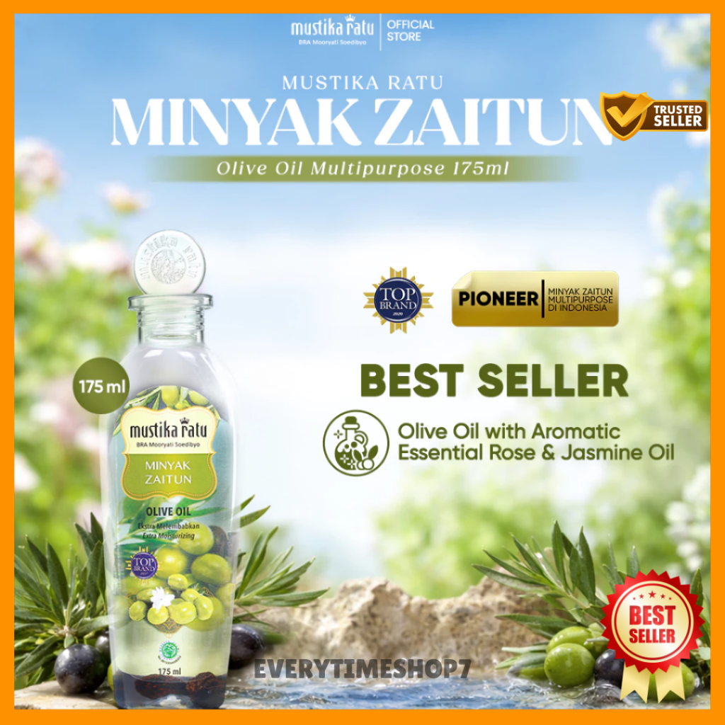 Mustika Ratu Minyak Zaitun 175ml Asli - Olive Oil Serbaguna untuk Rambut, Wajah & Body | Melembapkan