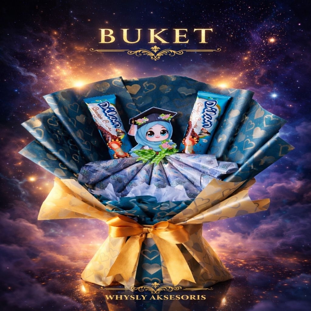 Buket Snack Wisuda Elegan | Buket Coklat & Dekorasi Wisuda | Kado Wisuda Unik