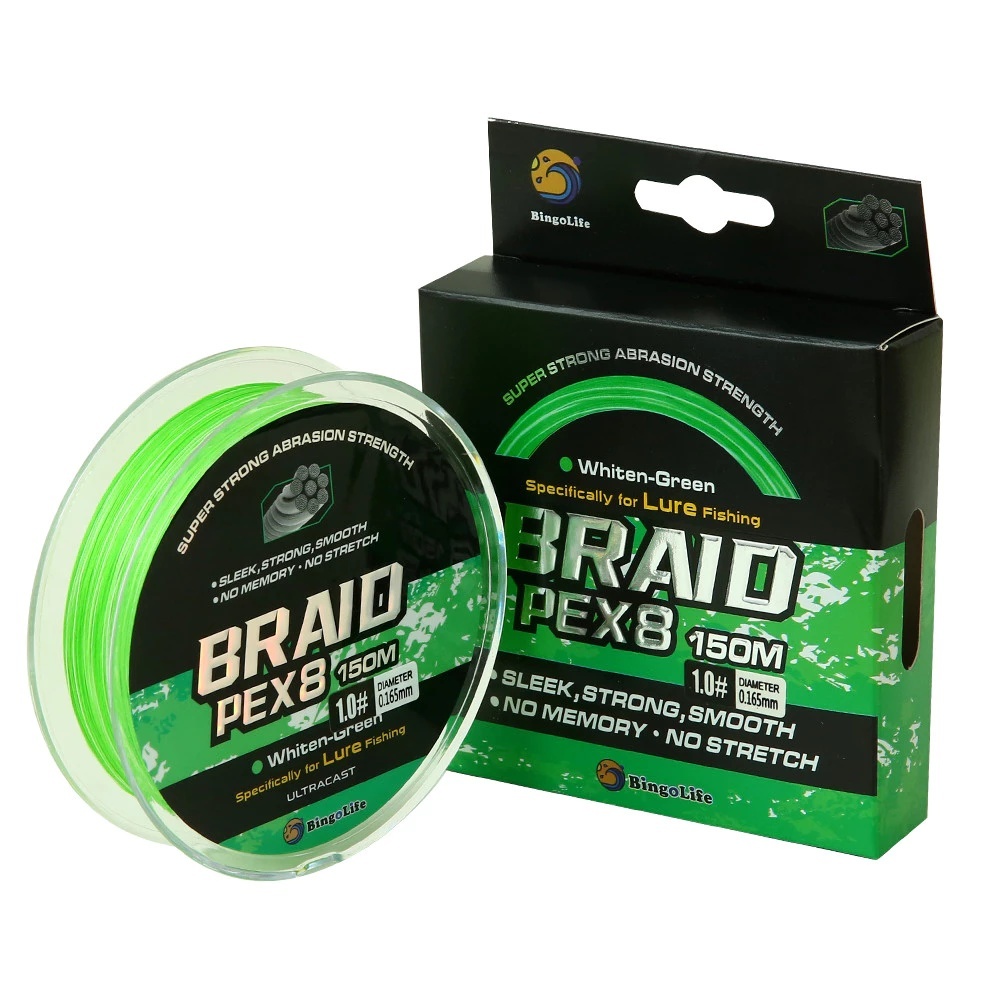 Benang PE X8 150M Bingolife | Senar Pancing Braided Hijau 0.8–2.0 | Tali Pancing Kuat Halus Casting