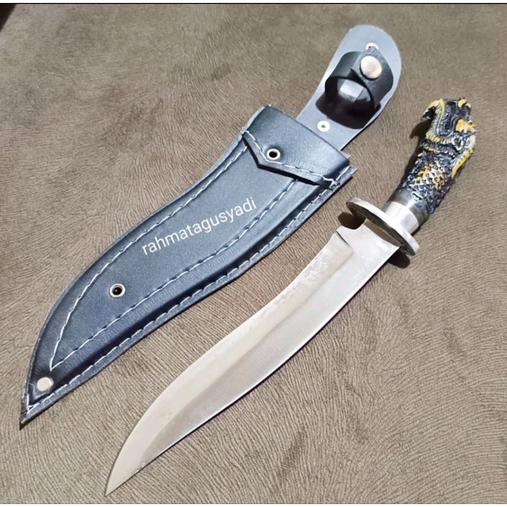 Pisau dapur pisau daging baja per motif ukiran naga resin