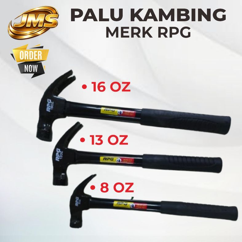 RPG Palu Kambing Gagang Besi Balut Karet / Claw Hammer / Palu Martil Kuku Besi / Palu Kambing / Palu