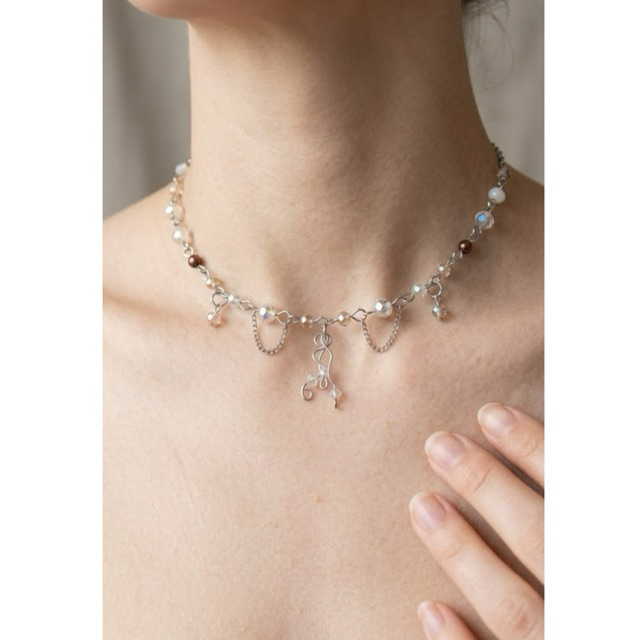 kalung rantai Steenlees steel anti karat-the bloom and biner choker