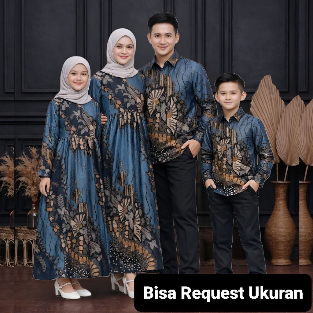 BAJU SERAGAM BATIK COUPLE GAMIS PASANGAN SARIMBIT KELUARGA CUSTOM ANAK BALITA REMAJA CEWEK COWOK / A