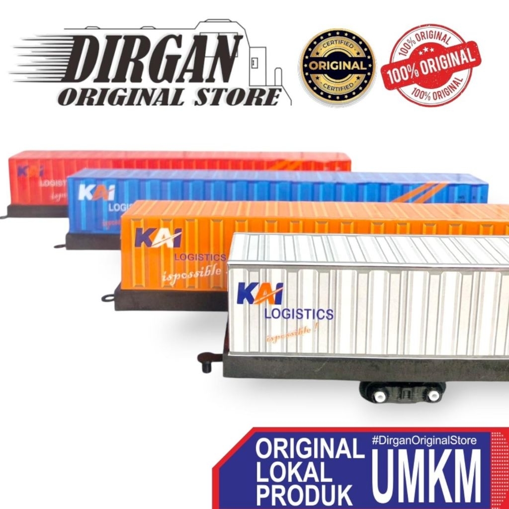 Mainan Kereta Api Miniatur Gerbong Kontainer KAI (HandMade)