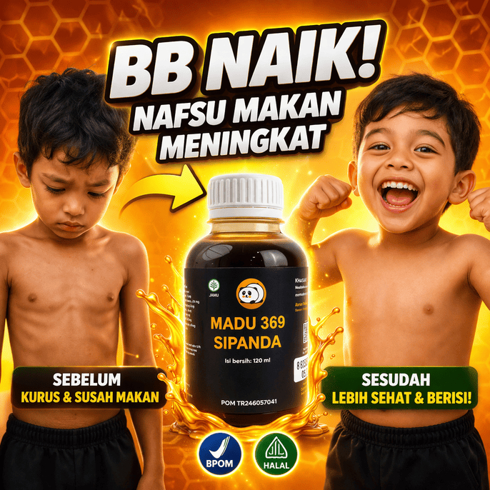 Madu 369 - Vitamin Anak & Madu Anak Penggemuk Badan BPOM | Penambah Nafsu Makan, BB Booster, Daya Ta