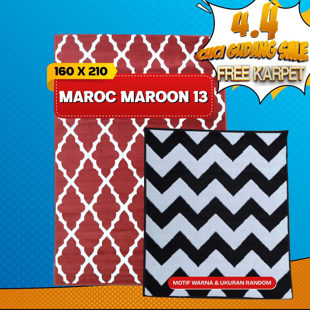 PROMO KARPET MAROC 160x210 MAROC MAROON 13 + FREE KARPET