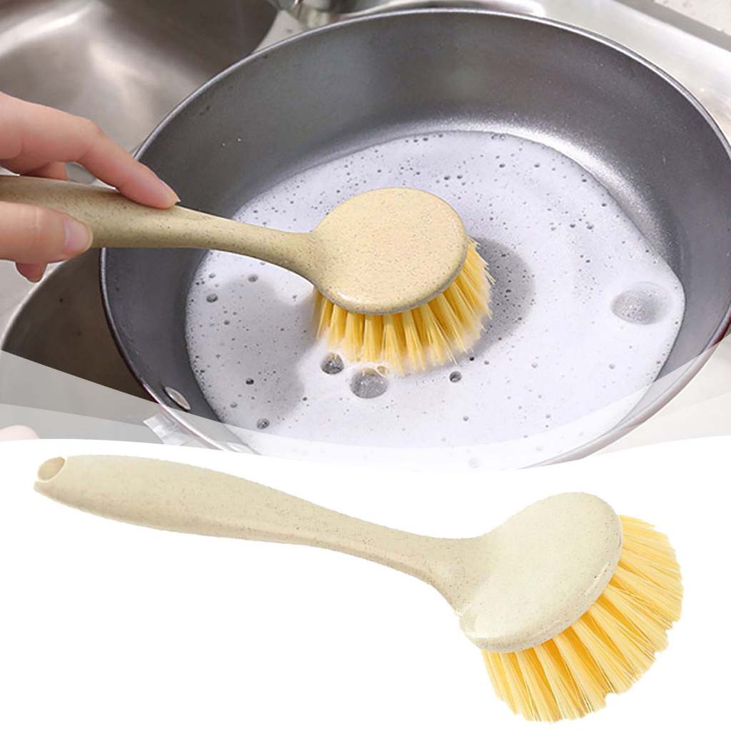 Sikat Gosok Dapur Mini Bulat Gagang Panjang Membersihkan Panci Kompor Wajan