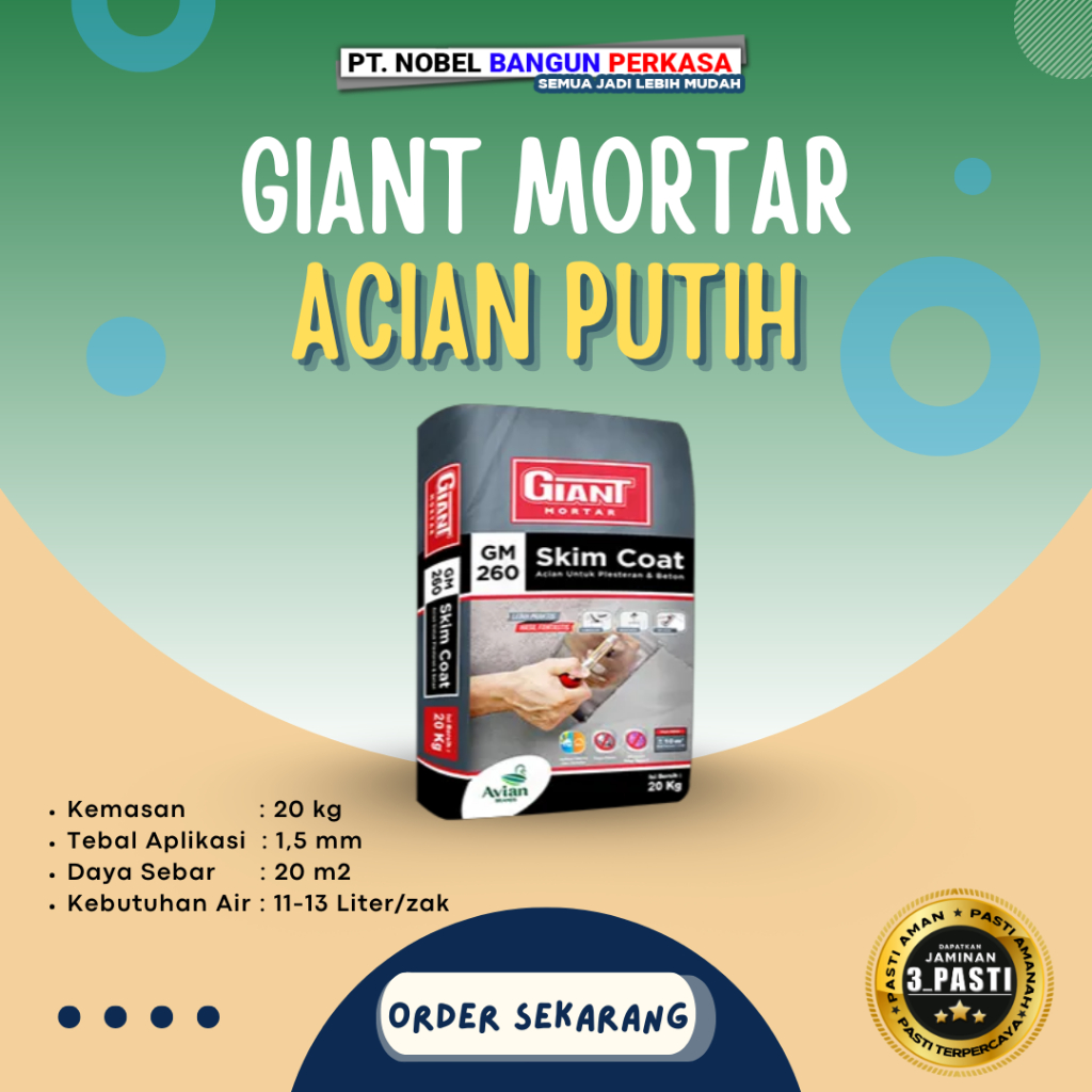 Semen Mortar "Giant Mortar Acian Putih 20kg GM 260"