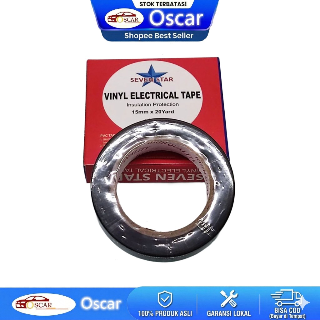 Isolasi Listrik Hitam Isolasi Listrik / Kabel SEVEN STAR besar 20 yard vynil isolasi goldtape kabel 