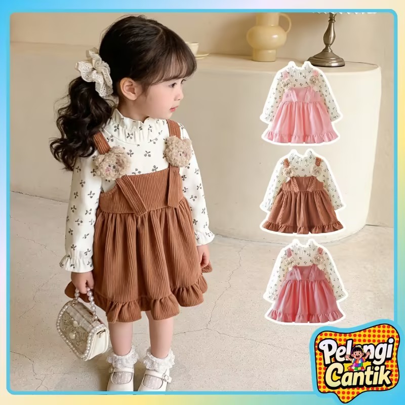 Uisa 6 Bulan - 5 Tahun Dress Anak Perempuan Bear Lengan Panjang Baju Princess Gaun Anak Perempuan Dr