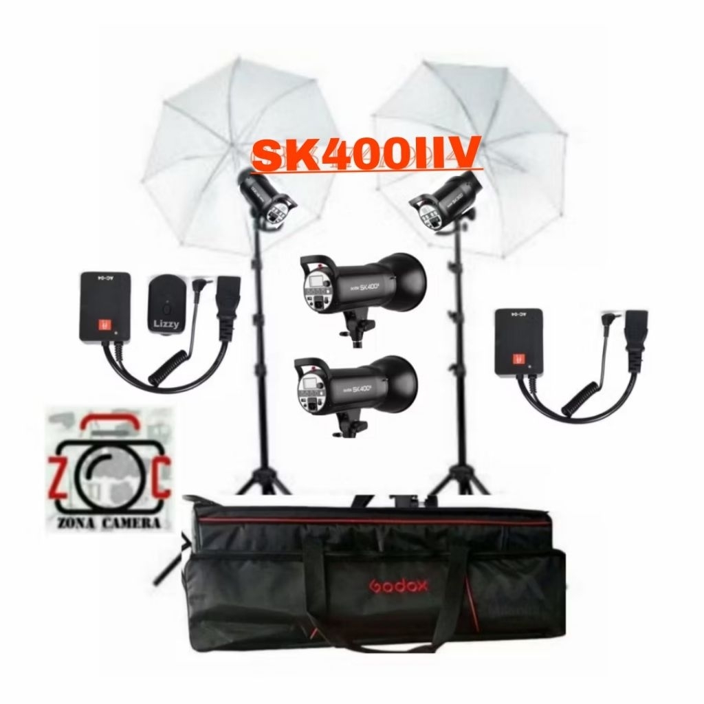 Paket Godox SK400IIV SK400V LED Video Light Flash Umbrella Sk400 V SK400VII SK400II Lighting