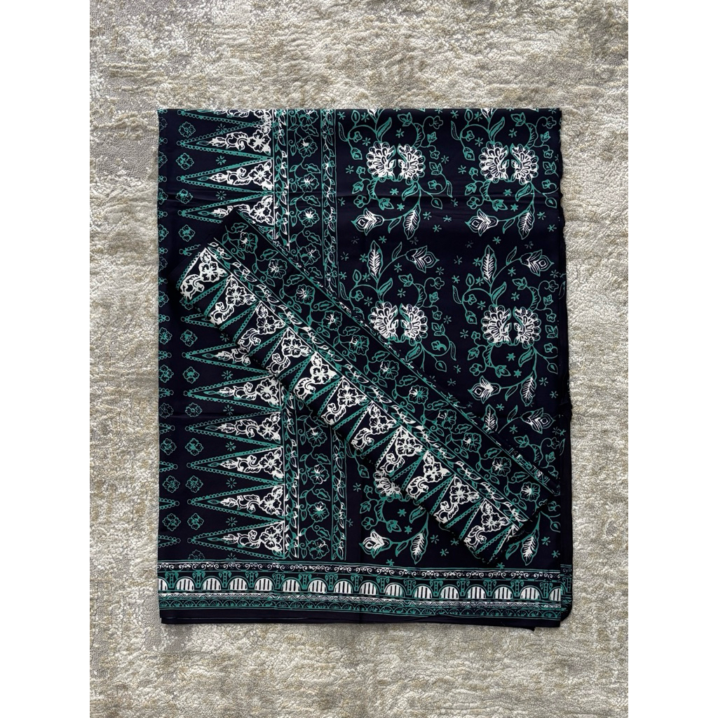 [ARINIbatik] BATIK JAMBI - Set Kain sarung Selendang / Bawahan Katun Halus Motif Duren Pecah, navy t