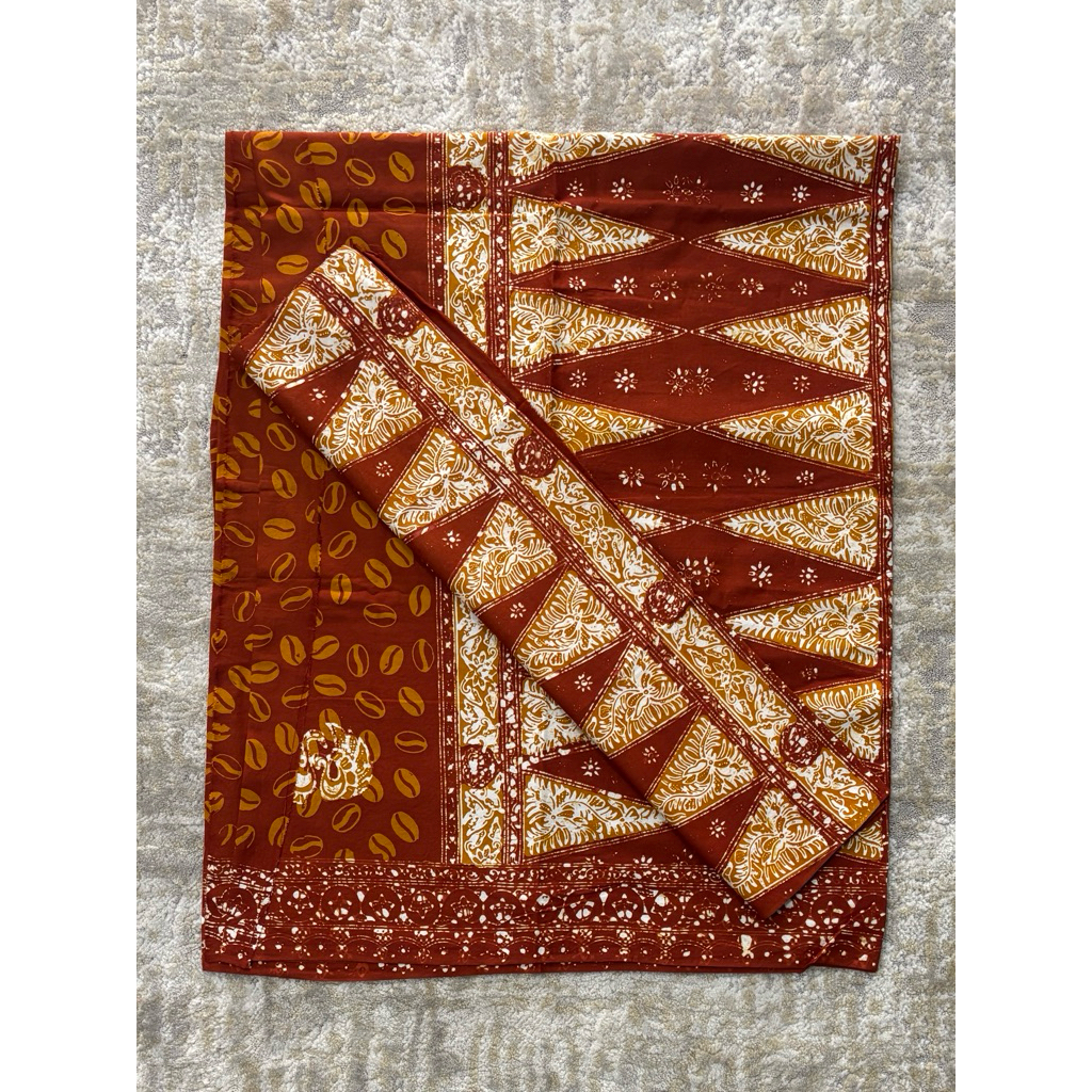 [ARINIbatik] BATIK JAMBI - Set Kain sarung Selendang / Bawahan Katun Halus Motif Kopi angso duo, ter