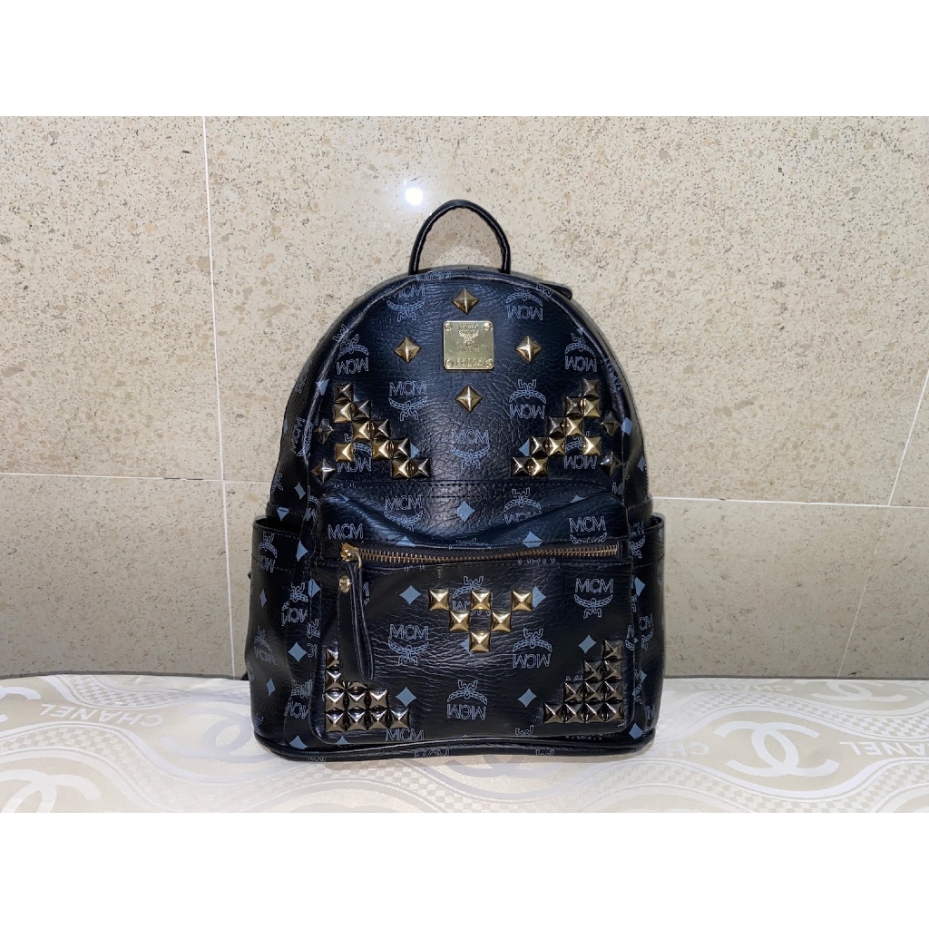 tas ransel backpack brand MCM full kulit leather hitam black preloved ISTIMEWA