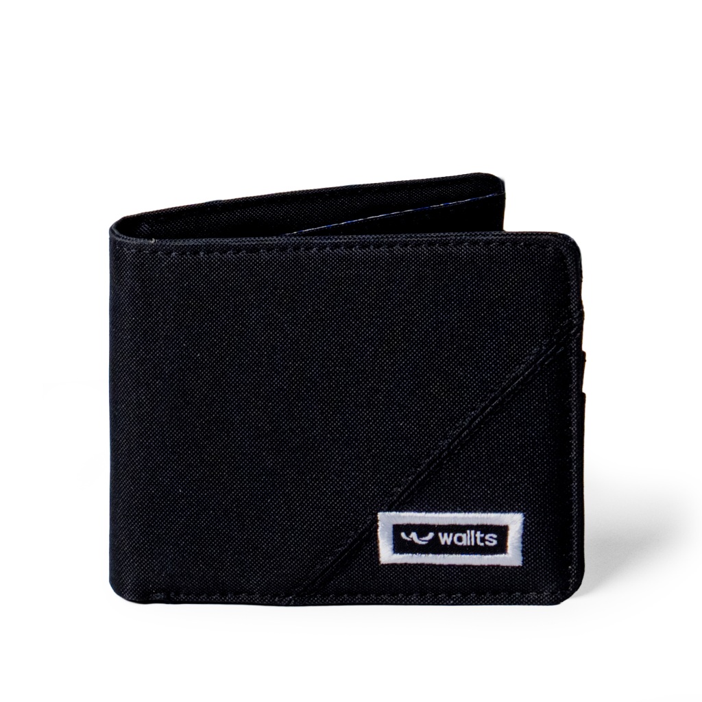 Wallts Keio Black - Dompet Lipat Kanvas Bifold Anti Air Pria