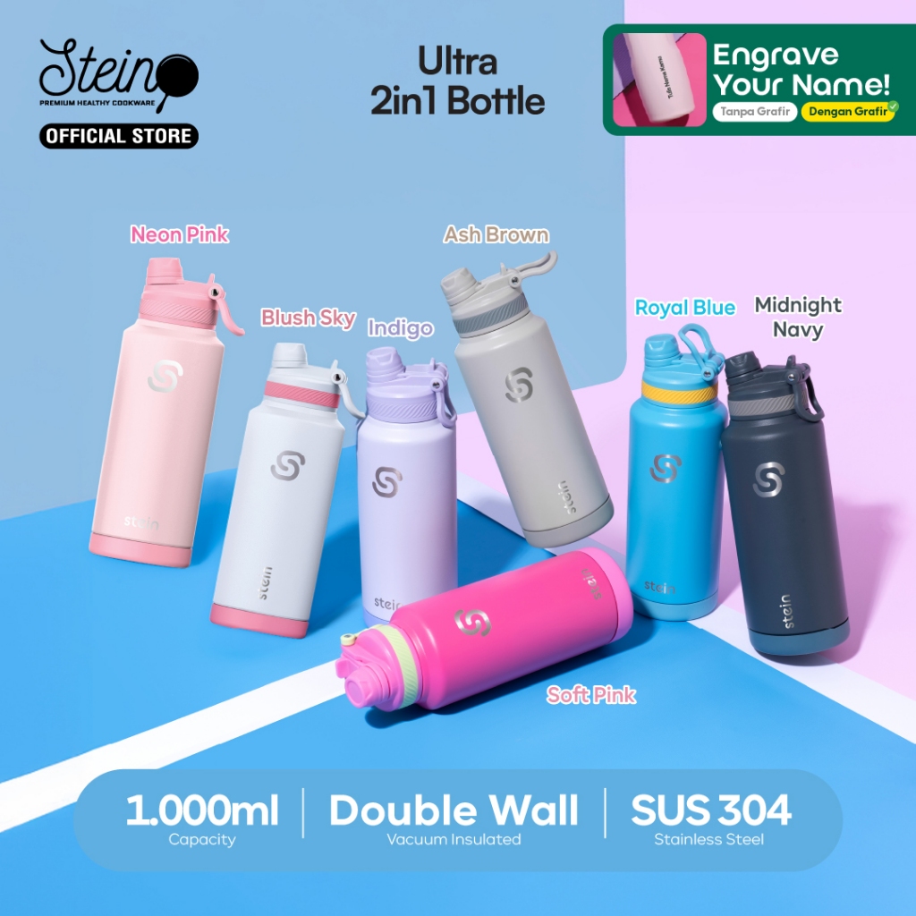 Stein Tumbler Ultra Bottle 2in1 1000ml - Botol Minum Dua Fungsi 1 Liter SUS 304
