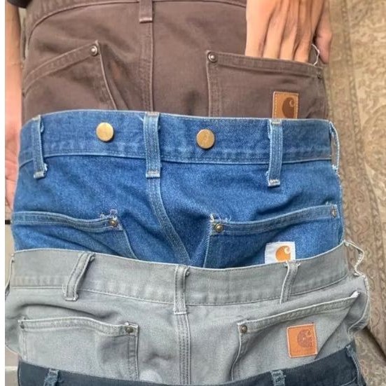 CELANA CARHARTT DOUBLE KNEE MOSS GREEN PANTS