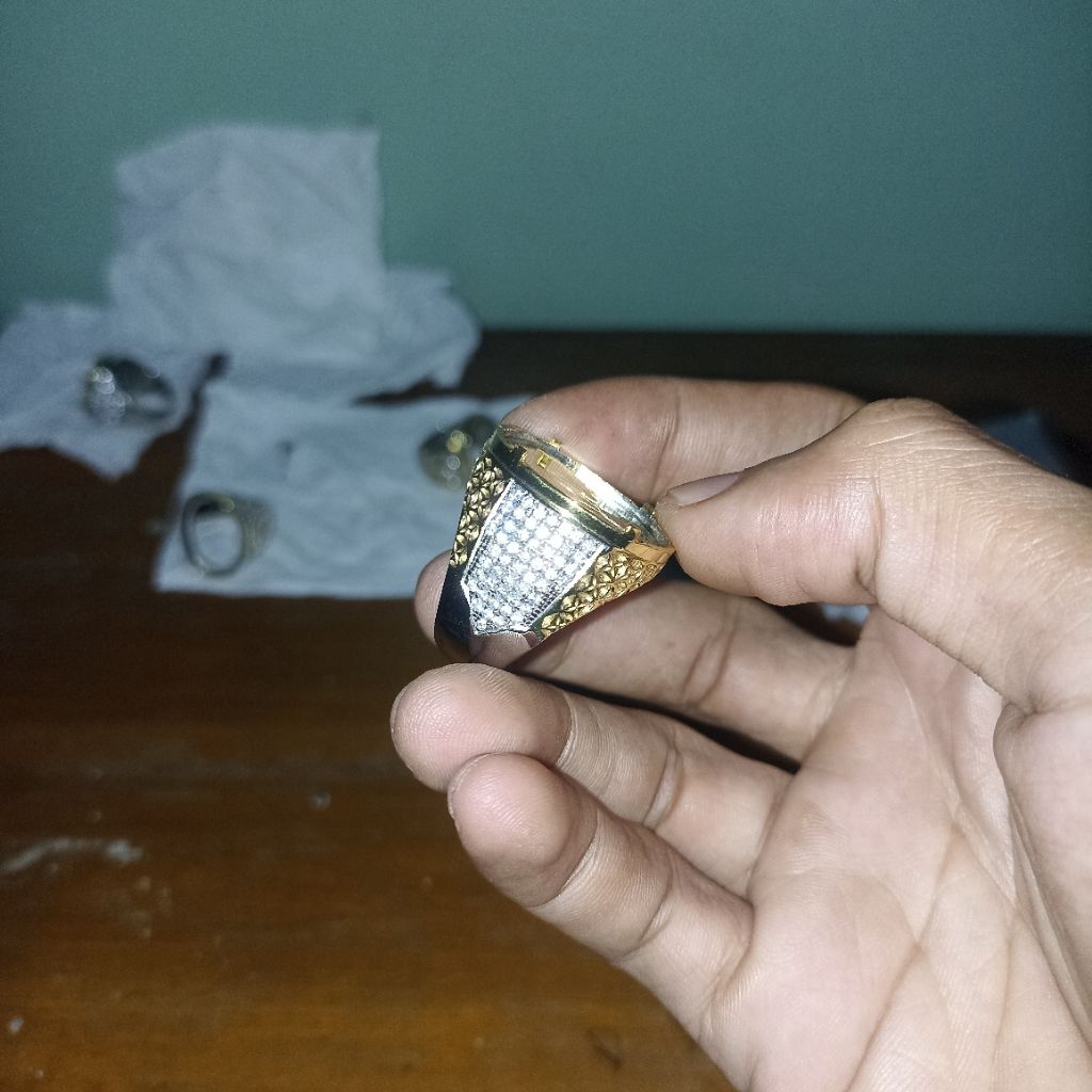 EMBAN BATU AKIK MODEL UKIR BERZIRCON RING KUNINGAN SUPER CINCIN MEWAH IKETAN KUNINGAN