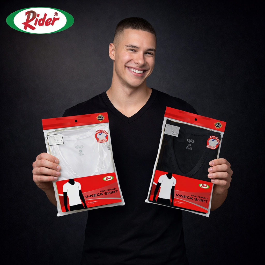 Oblong Rider V-Neck ( 1 Pcs Dan 3 Pcs ) Oblong Rider V-Neck PUTIH / HITAM | Kaos Oblong Pria Rider R