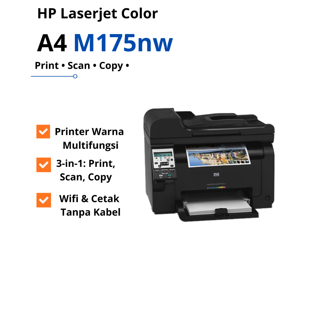 Printer HP LaserJet Pro M175nw Color | Print Scan Copy | WiFi Network | Printer Warna Multifungsi