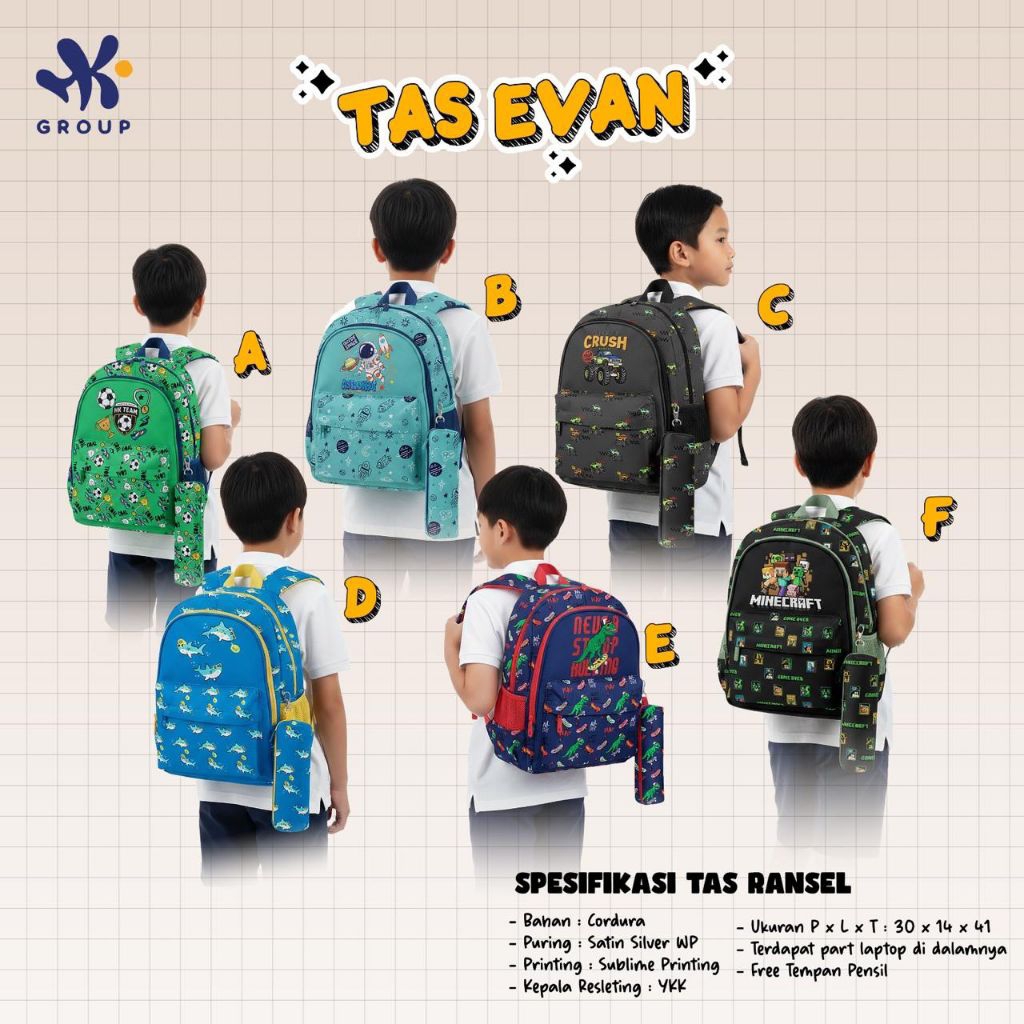 PO ‼️TAS ransel anak EVAN EVELYN HK GRUP