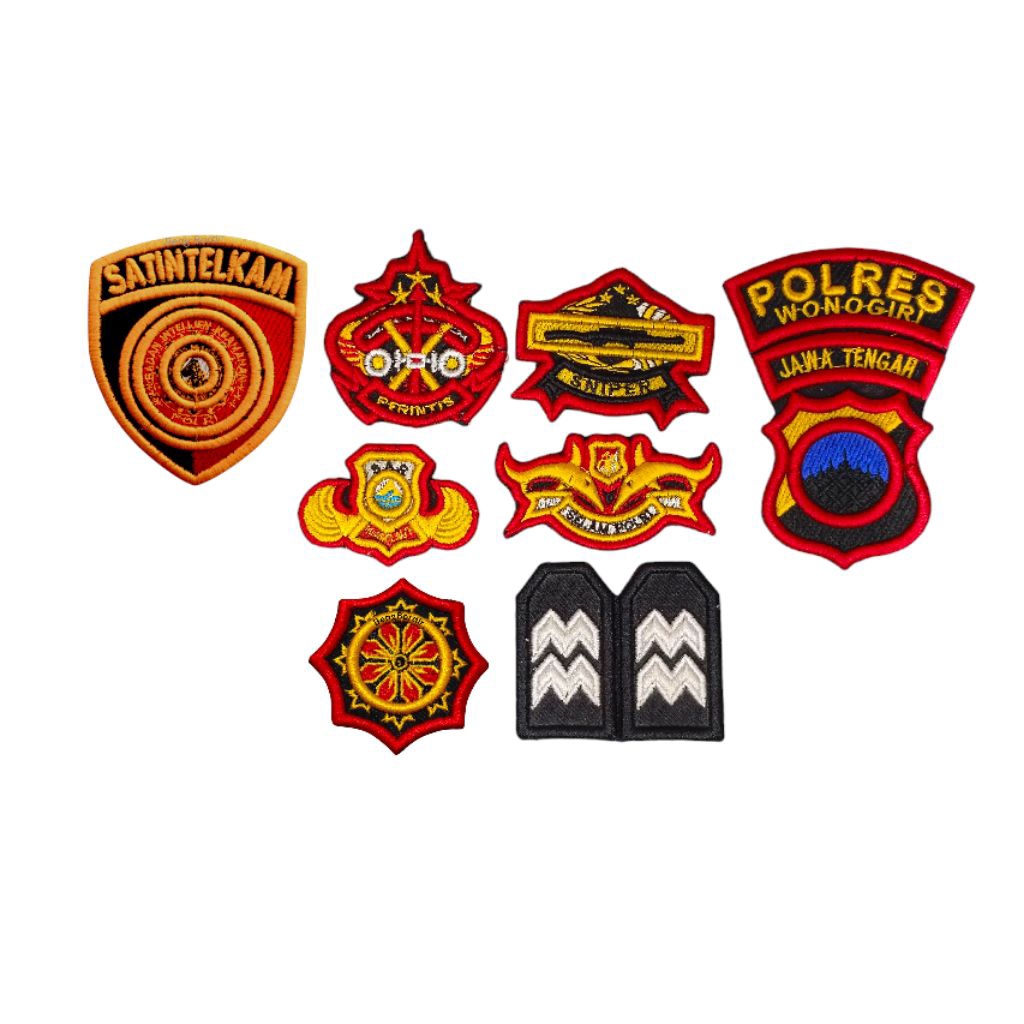 Atribut Polri Sat Intelkam Polri Bordir Timbul Fullset