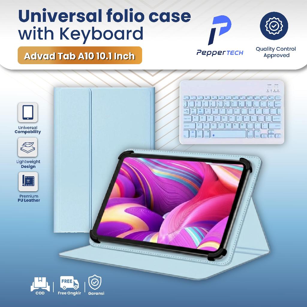Peppertech Case Keyboard Advan Tab A10 10.1 Inch 2024 Case Universal Leather Tablet 10-11 Inch