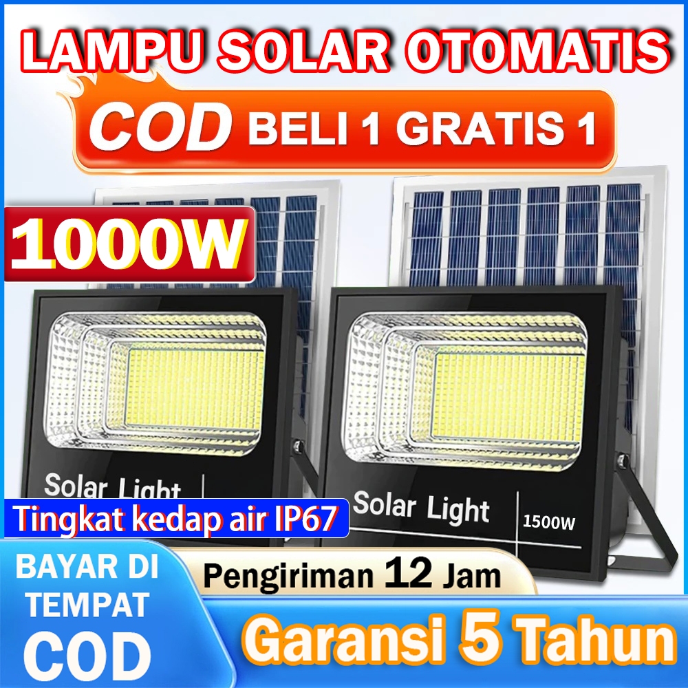 Lampu Tenaga Serya LED 1000W Solar Light IP67 Tingkat Kedap Air Lampu Sorot Solar Outdoor Cahaya Put