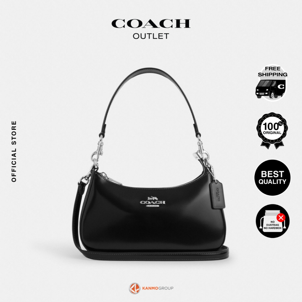 Coach Teri Shoulder Bag In Spazzolato Leather With Leather Strap - Tas Bahu Wanita