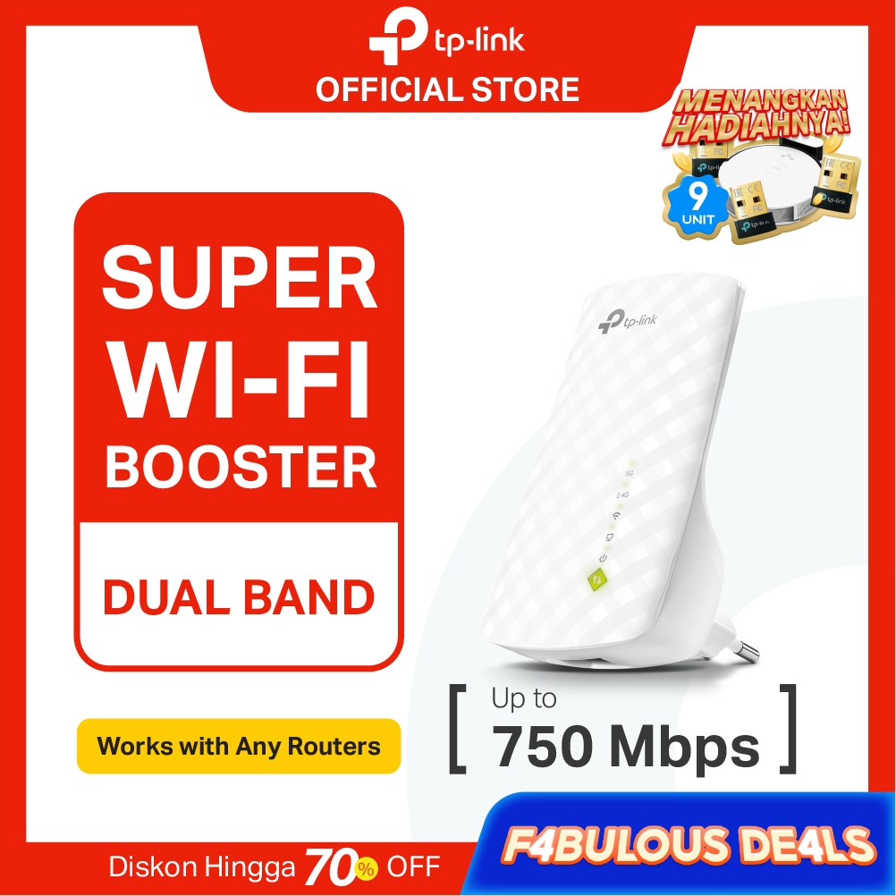 TP-Link RE200 | AC750 WiFi Extender | Dual Band 2.4GHz 5Ghz | Wi-Fi 5 | Wireless | Penguat Sinyal