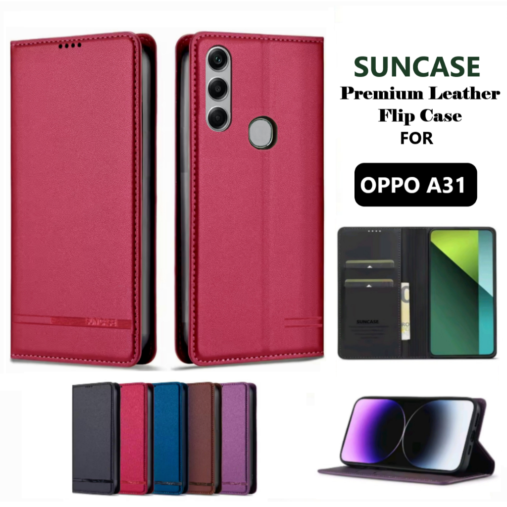 Case hp Wallet Leather for OPPO A31 Premium casing hp tempat kartu flip case leather flip cover