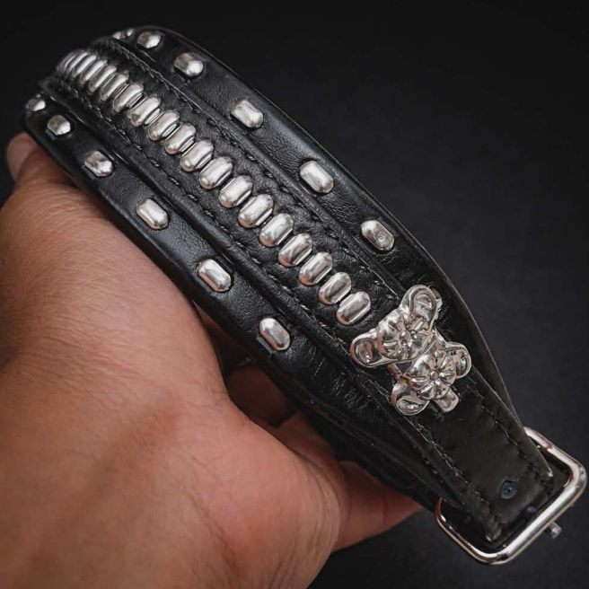 Kalung anjing berburu asli kulit 2 jari uk 35 s/d 40 cm