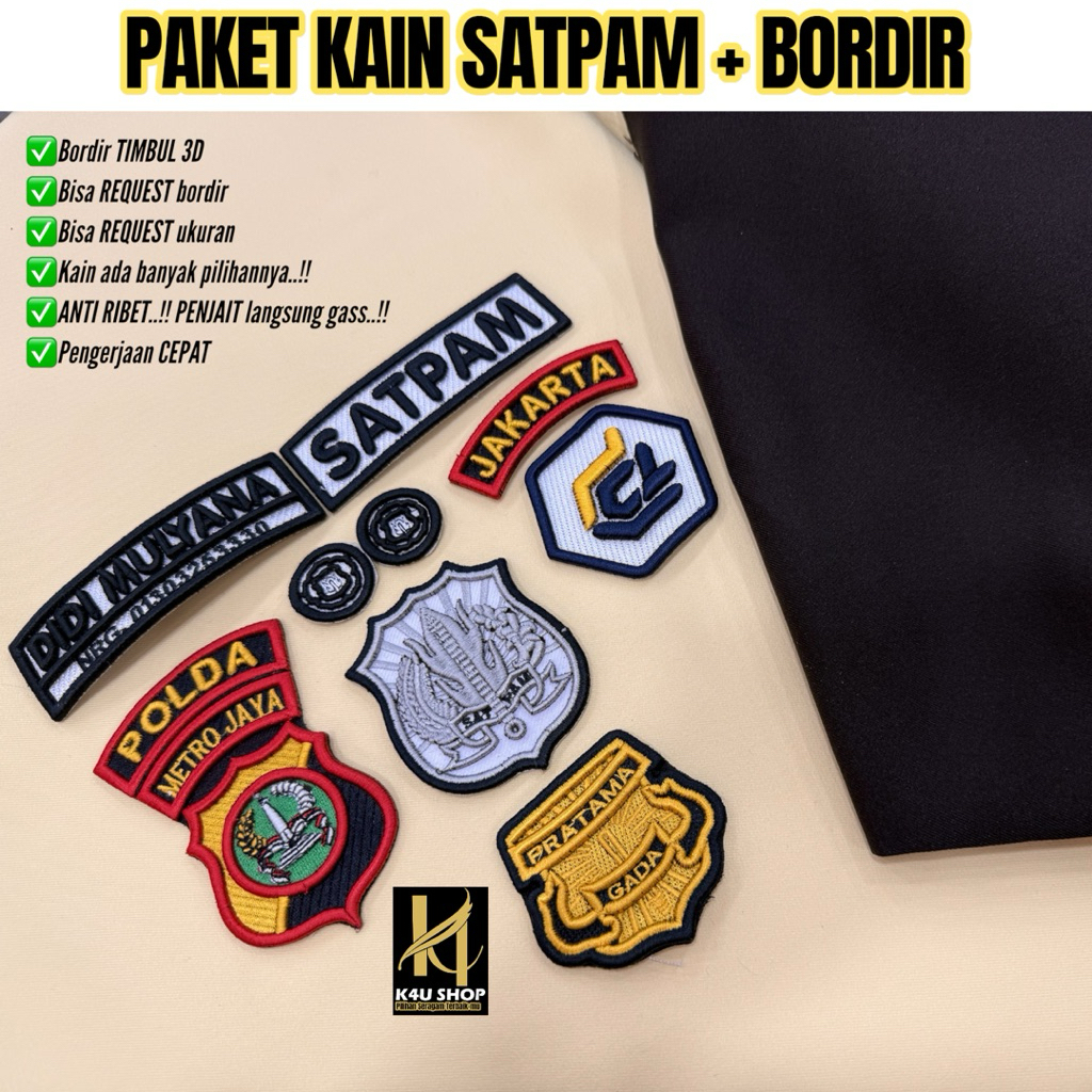 Paket Kain Satpam dan Bordir 3D Exclusive PDH dan PDL Satpam