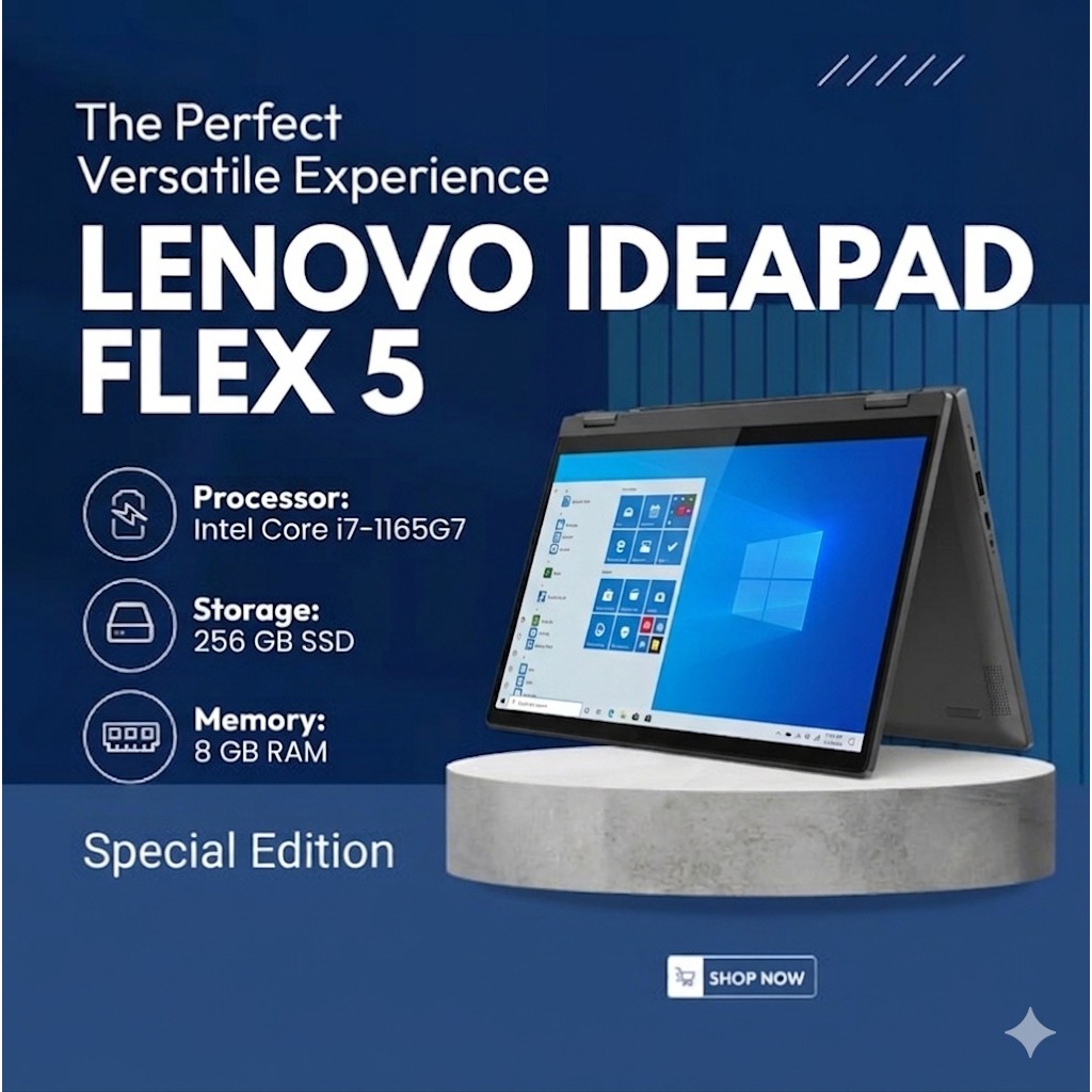 Laptop Lenovo IdeaPad Flex 5 15ITL05 2-In-1 Touchscreen Intel Core i7-1165G7 Ram 8Gb Ssd 256Gb Norma