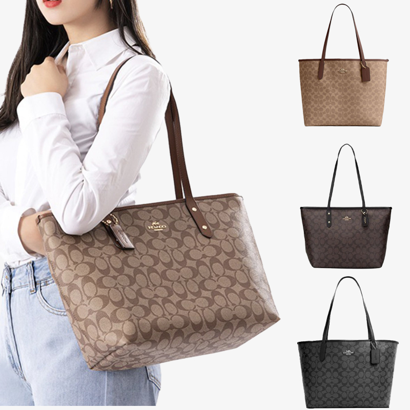 Tas Tote Wanita Tas Branded Ukuran Besar Motif Klasik City Zip Tote 58292